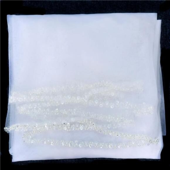 Wedding Veil Pearls and Crystals Beaded Edge 1 Tier Fingertip Length Bridal Veil